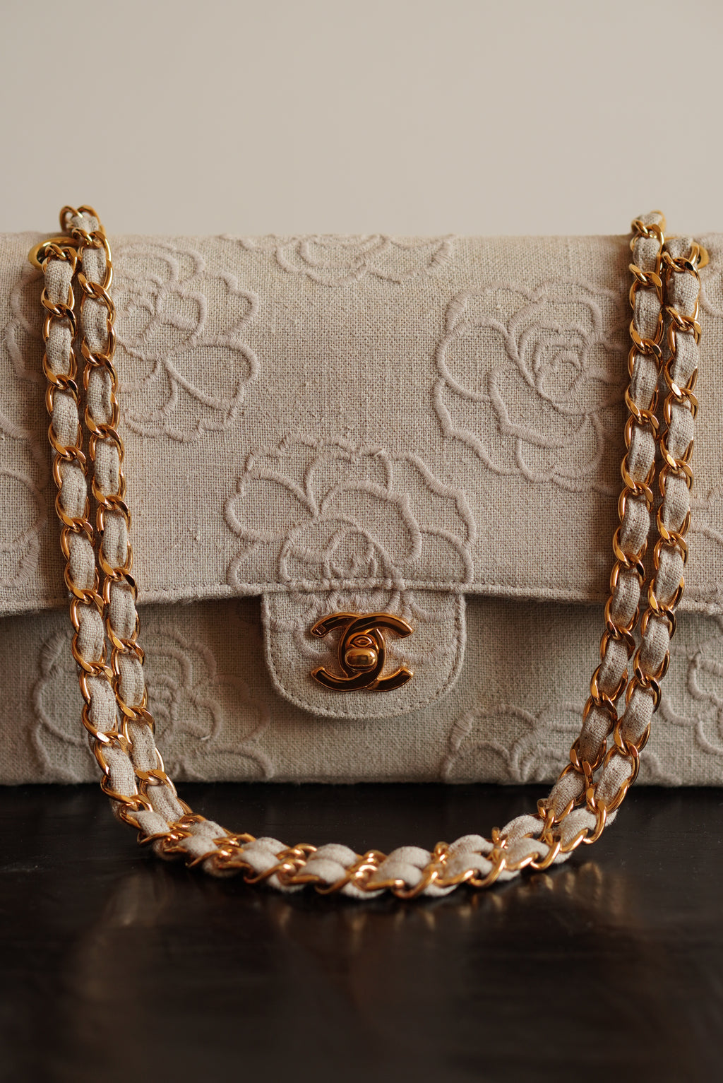 CHANEL CLASSIC CAMELLIA MEDIUM DOUBLE FLAP