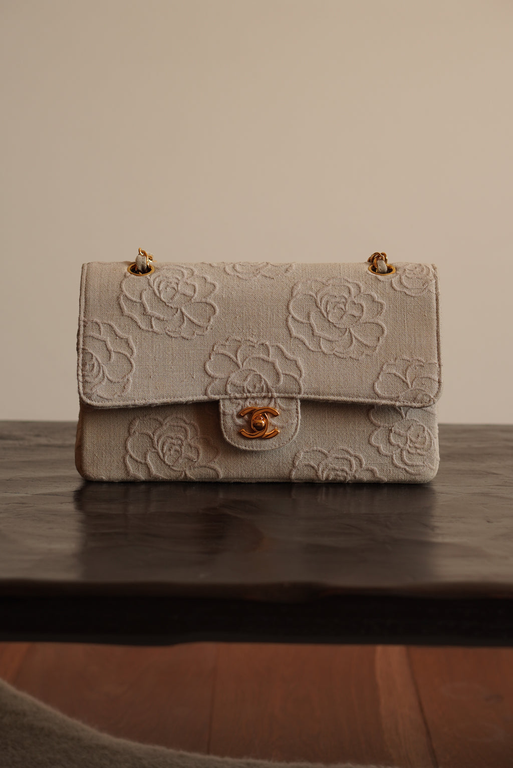 CHANEL CLASSIC CAMELLIA MEDIUM DOUBLE FLAP