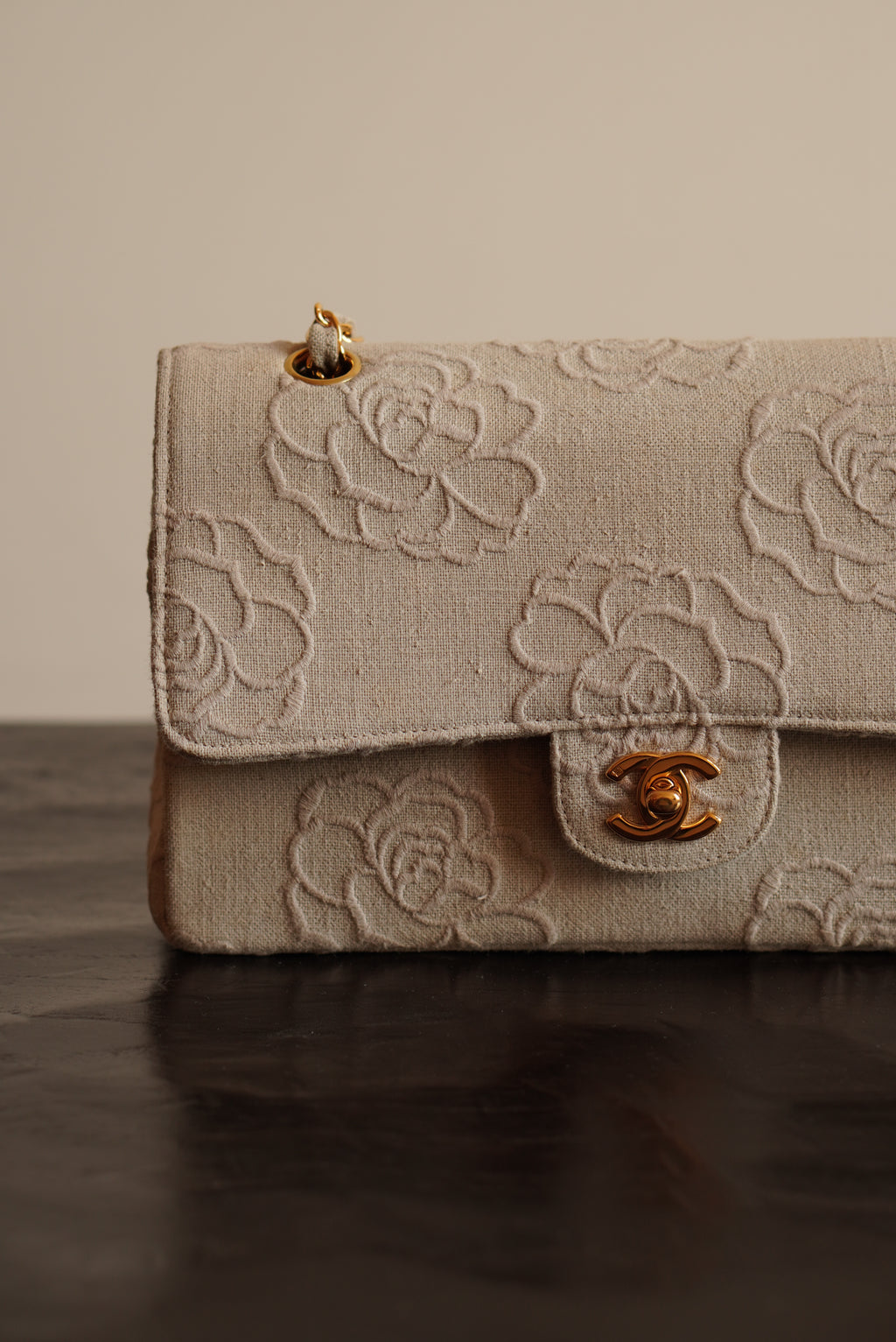 CHANEL CLASSIC CAMELLIA MEDIUM DOUBLE FLAP