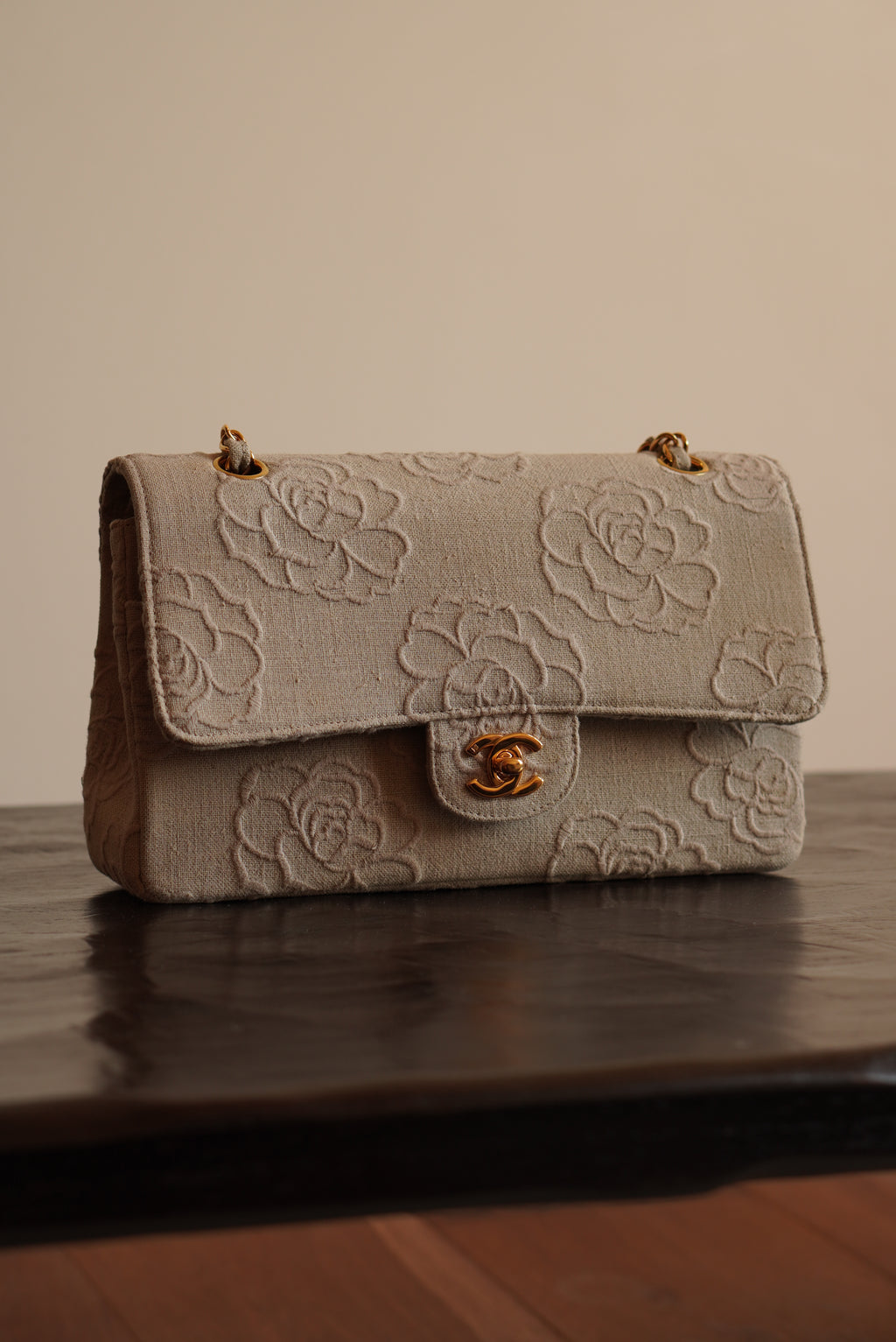 CHANEL CLASSIC CAMELLIA MEDIUM DOUBLE FLAP