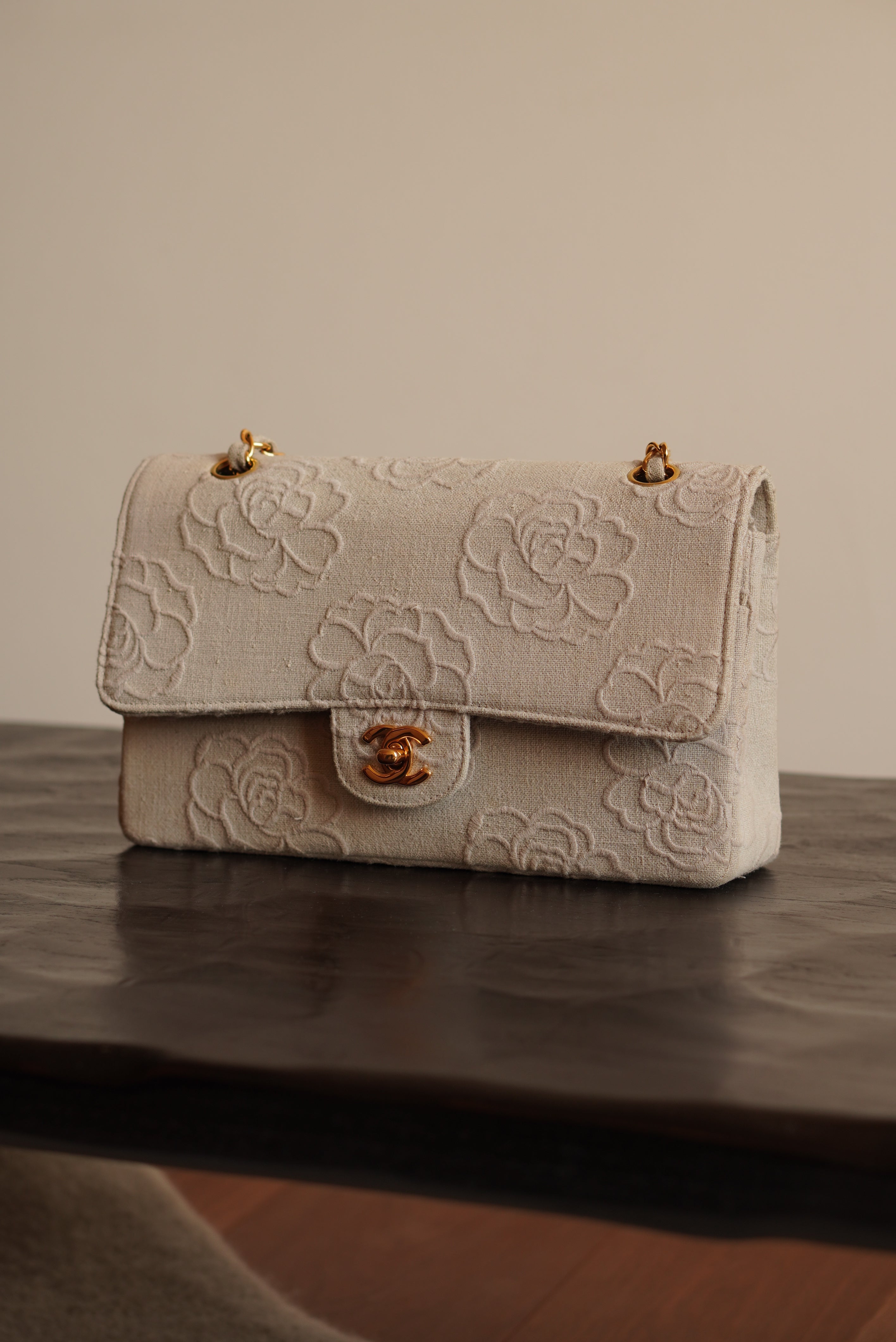 CHANEL CLASSIC CAMELLIA MEDIUM DOUBLE FLAP