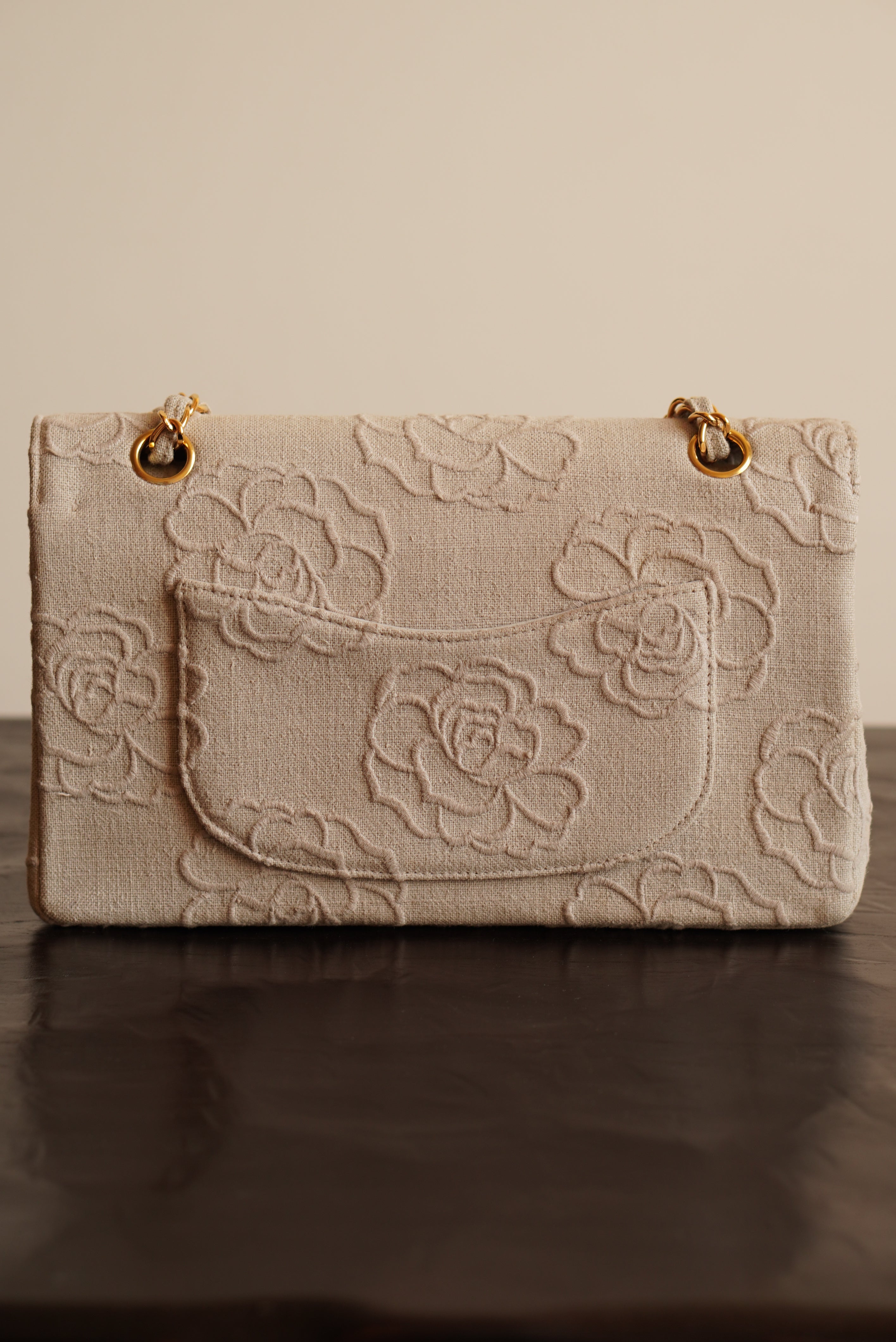 CHANEL CLASSIC CAMELLIA MEDIUM DOUBLE FLAP
