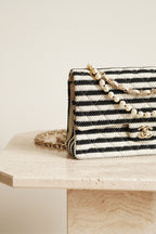 CHANEL CLASSIC COCO SAILOR MEDIUM DOUBLE FLAP | BLACK STRIPED