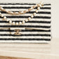 CHANEL CLASSIC COCO SAILOR MEDIUM DOUBLE FLAP | BLACK STRIPED