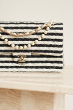 CHANEL CLASSIC COCO SAILOR MEDIUM DOUBLE FLAP | BLACK STRIPED