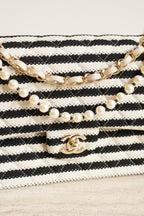 CHANEL CLASSIC COCO SAILOR MEDIUM DOUBLE FLAP | BLACK STRIPED