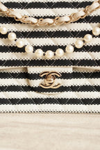 CHANEL CLASSIC COCO SAILOR MEDIUM DOUBLE FLAP | BLACK STRIPED