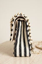 CHANEL CLASSIC COCO SAILOR MEDIUM DOUBLE FLAP | BLACK STRIPED