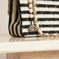 CHANEL CLASSIC COCO SAILOR MEDIUM DOUBLE FLAP | BLACK STRIPED