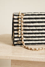 CHANEL CLASSIC COCO SAILOR MEDIUM DOUBLE FLAP | BLACK STRIPED