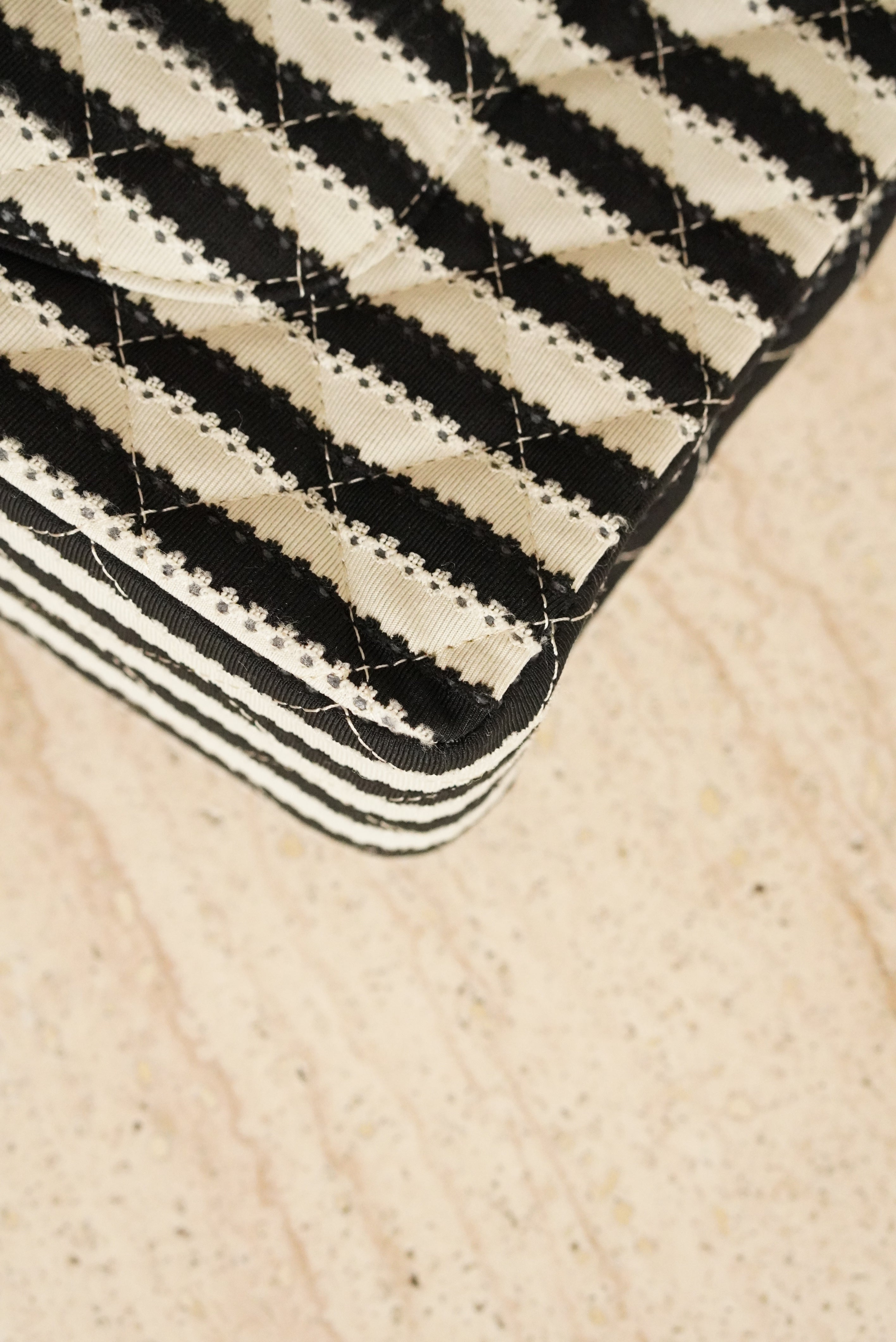 CHANEL CLASSIC COCO SAILOR MEDIUM DOUBLE FLAP | BLACK STRIPED