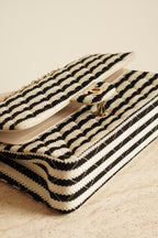 CHANEL CLASSIC COCO SAILOR MEDIUM DOUBLE FLAP | BLACK STRIPED