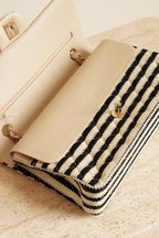 CHANEL CLASSIC COCO SAILOR MEDIUM DOUBLE FLAP | BLACK STRIPED
