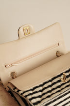 CHANEL CLASSIC COCO SAILOR MEDIUM DOUBLE FLAP | BLACK STRIPED