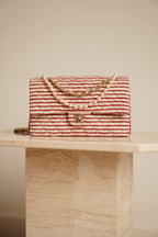CHANEL CLASSIC COCO SAILOR MEDIUM DOUBLE FLAP | RED STRIPED