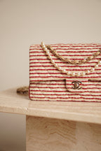 CHANEL CLASSIC COCO SAILOR MEDIUM DOUBLE FLAP | RED STRIPED