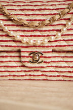 CHANEL CLASSIC COCO SAILOR MEDIUM DOUBLE FLAP | RED STRIPED