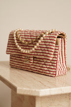 CHANEL CLASSIC COCO SAILOR MEDIUM DOUBLE FLAP | RED STRIPED