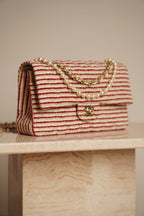 CHANEL CLASSIC COCO SAILOR MEDIUM DOUBLE FLAP | RED STRIPED