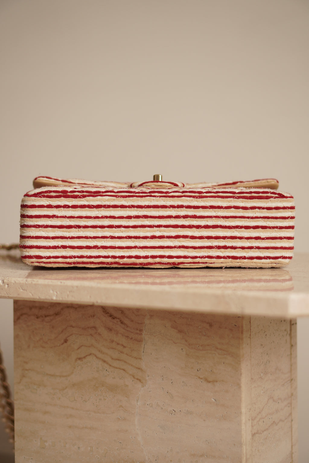 CHANEL CLASSIC COCO SAILOR MEDIUM DOUBLE FLAP | RED STRIPED