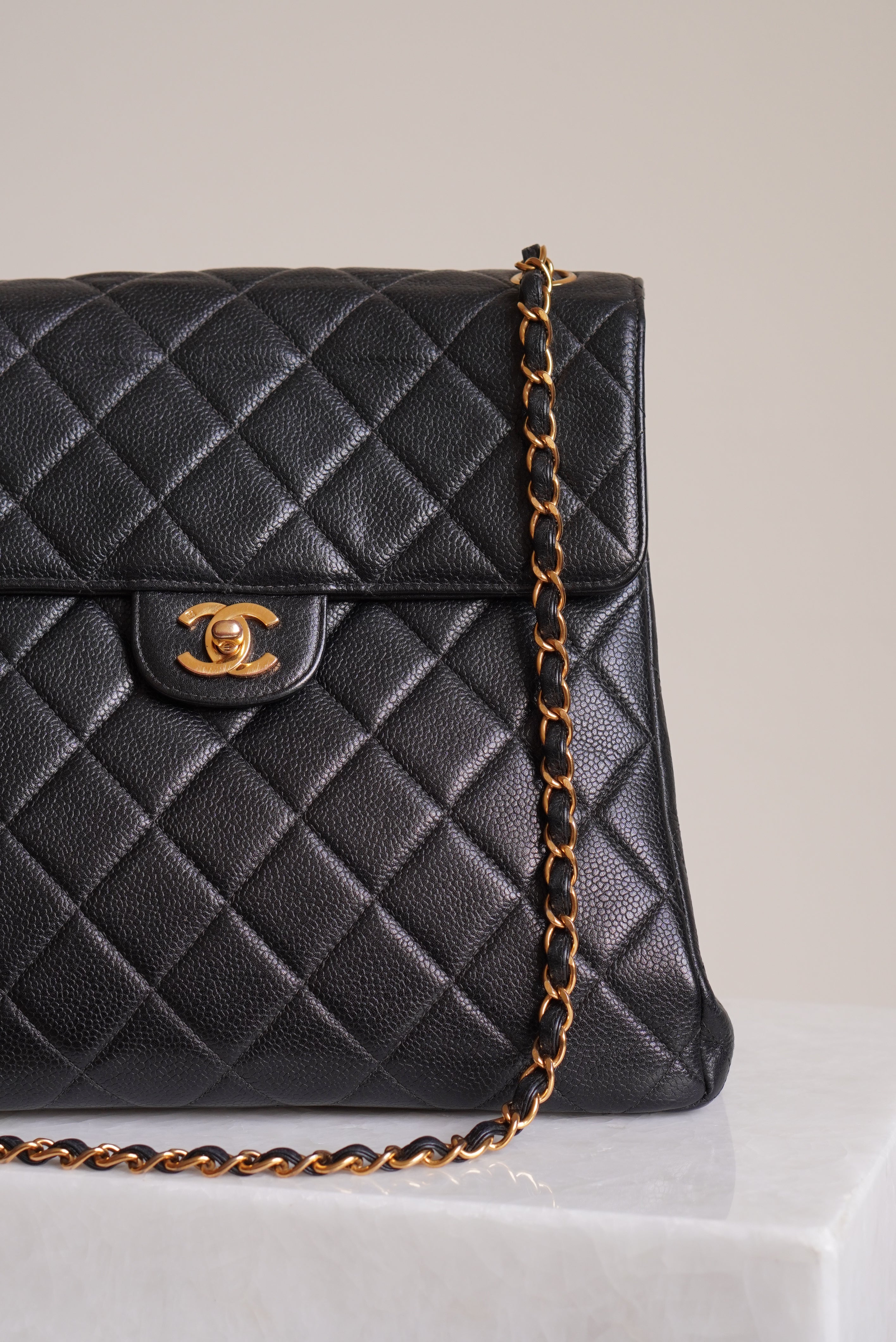 CHANEL CLASSIC JUMBO DOUBLE SIDED SINGLE FLAP | BLACK