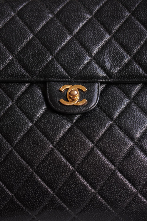 CHANEL CLASSIC JUMBO DOUBLE SIDED SINGLE FLAP | BLACK