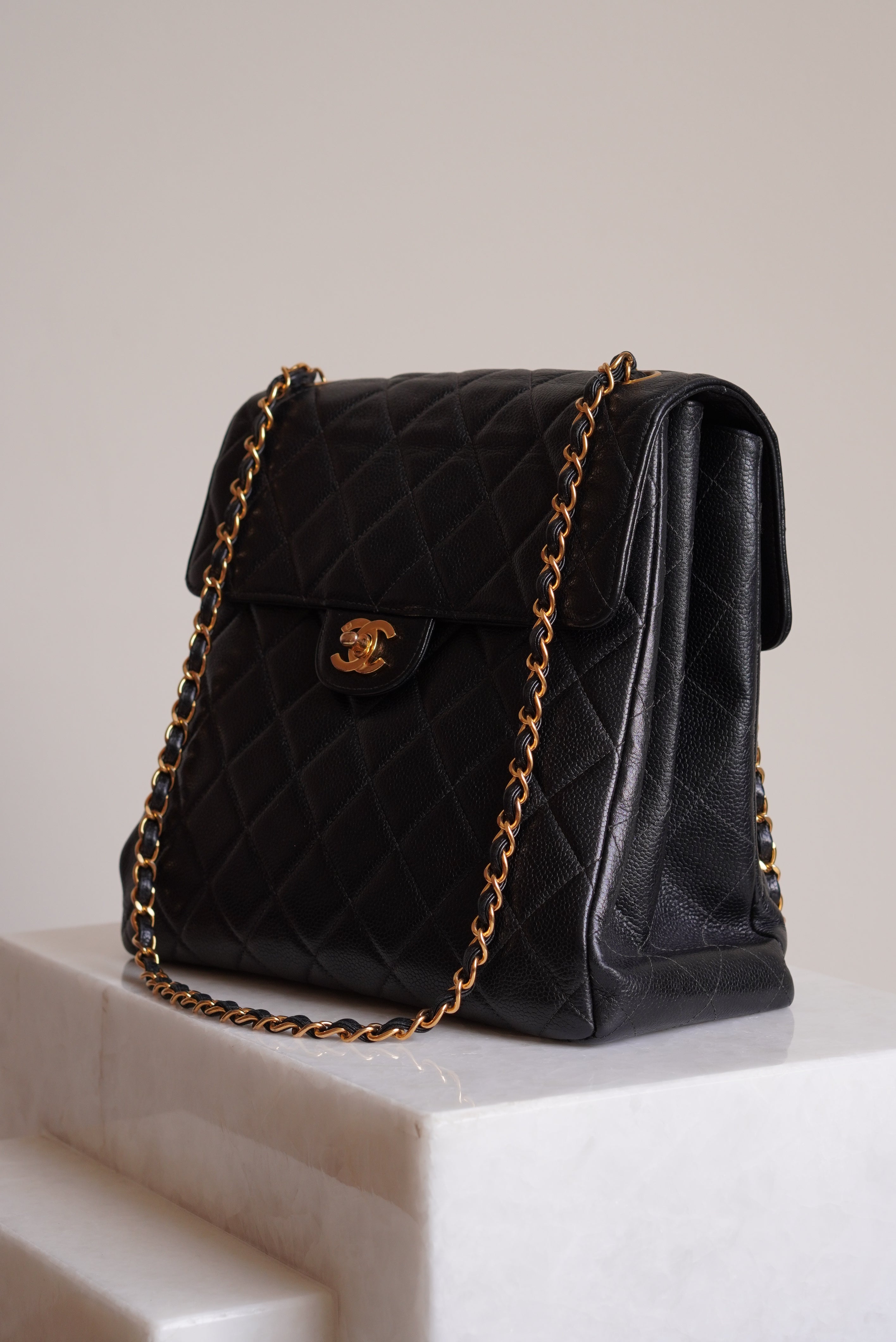 CHANEL CLASSIC JUMBO DOUBLE SIDED SINGLE FLAP | BLACK