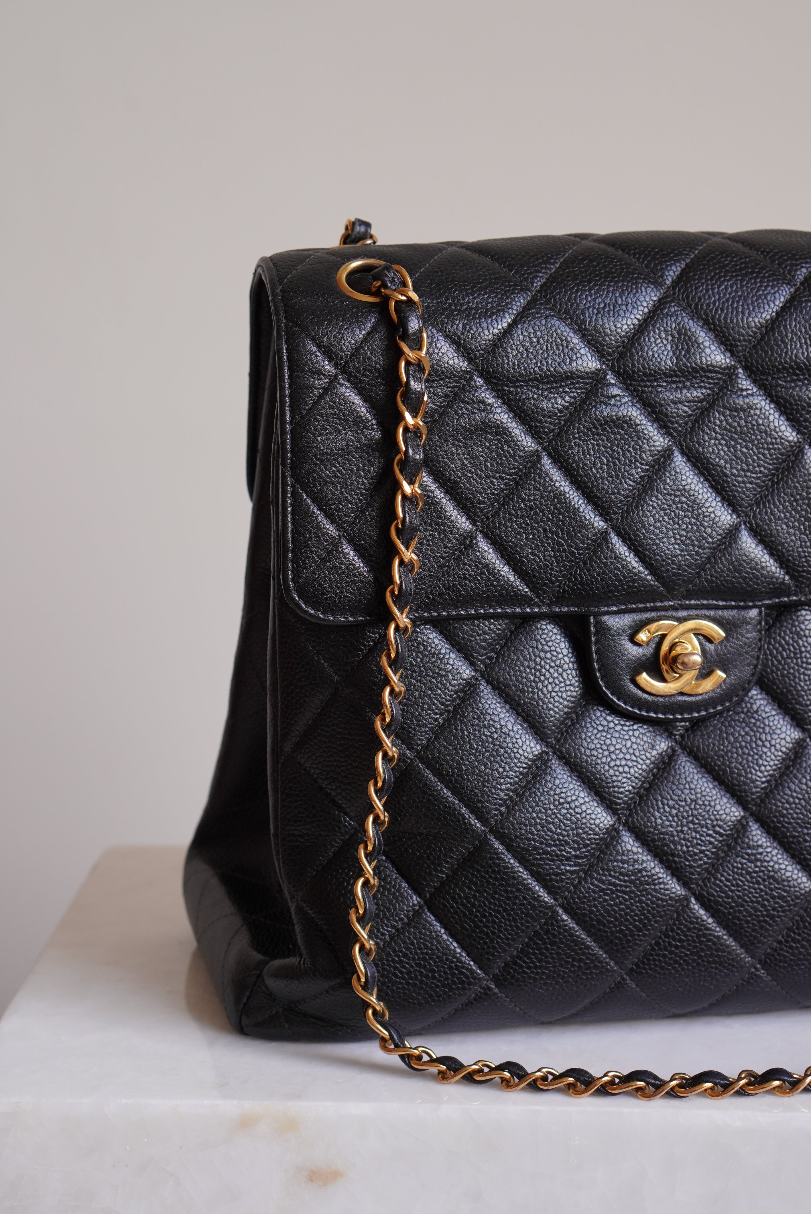 CHANEL CLASSIC JUMBO DOUBLE SIDED SINGLE FLAP | BLACK