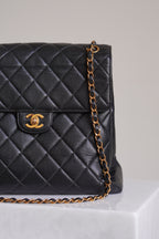 CHANEL CLASSIC JUMBO DOUBLE SIDED SINGLE FLAP | BLACK