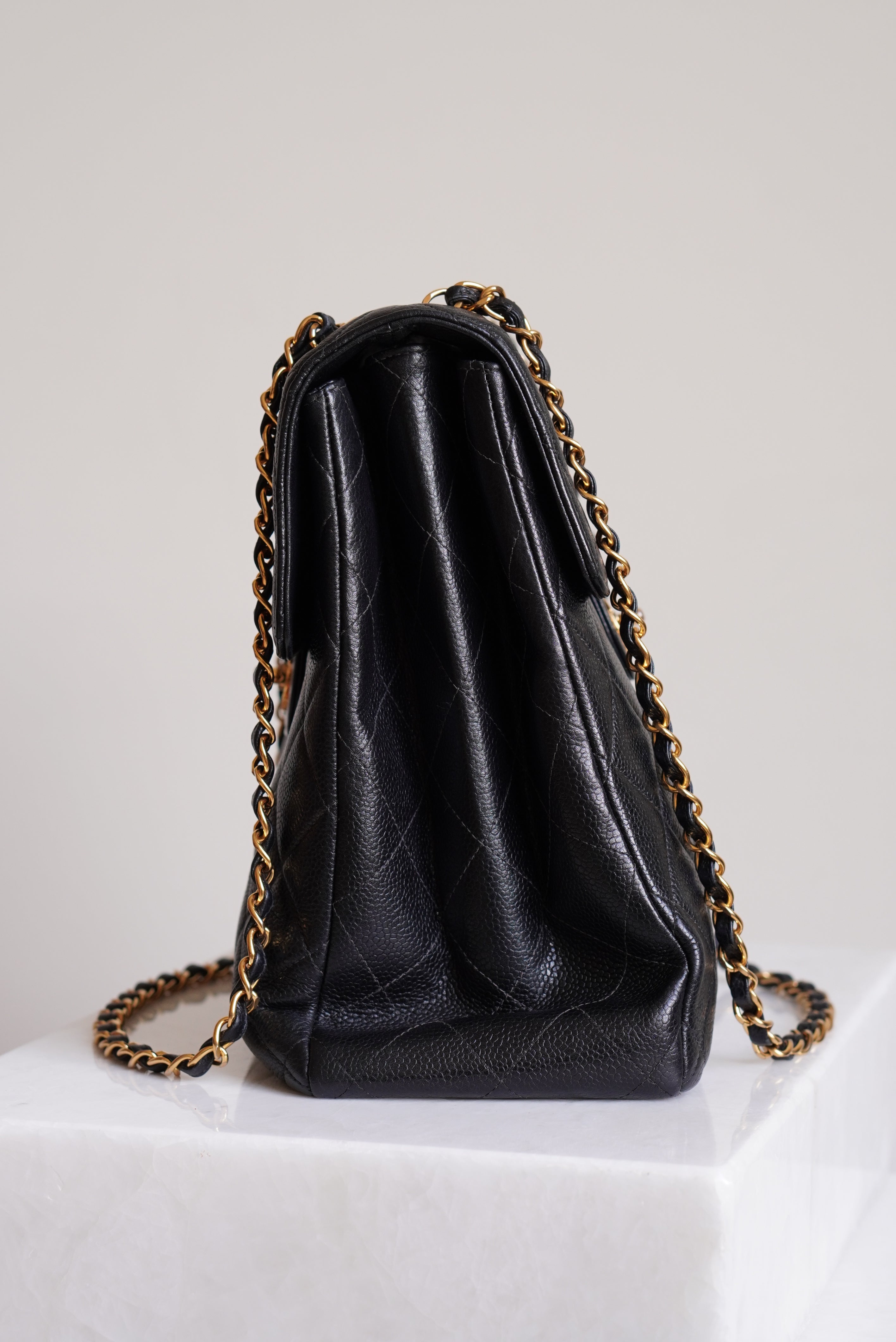 CHANEL CLASSIC JUMBO DOUBLE SIDED SINGLE FLAP | BLACK