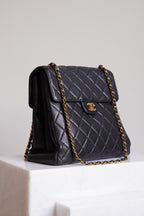 CHANEL CLASSIC JUMBO DOUBLE SIDED SINGLE FLAP | BLACK