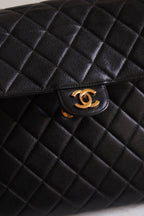 CHANEL CLASSIC JUMBO DOUBLE SIDED SINGLE FLAP | BLACK