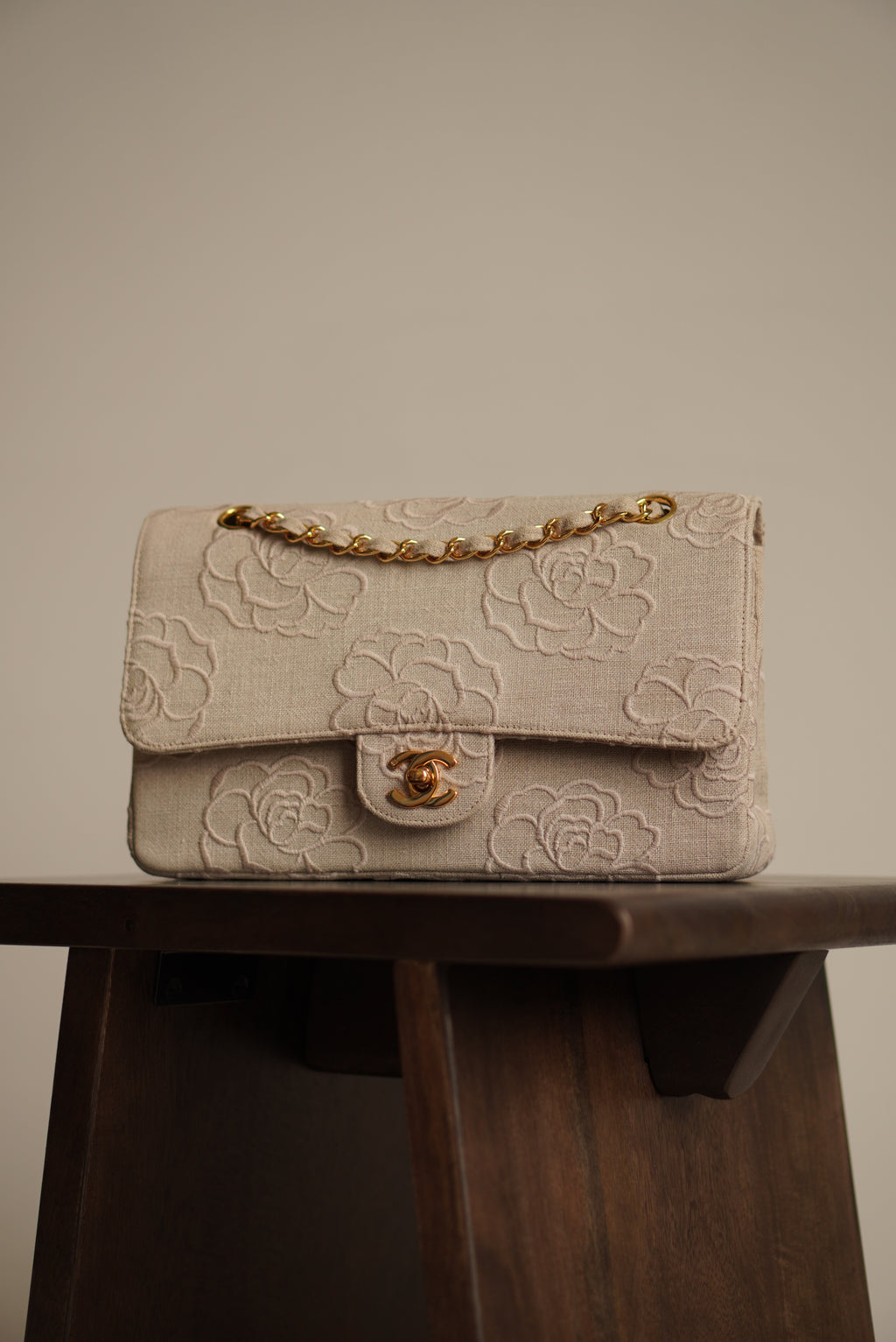 CHANEL CLASSIC CAMELLIA MEDIUM DOUBLE FLAP
