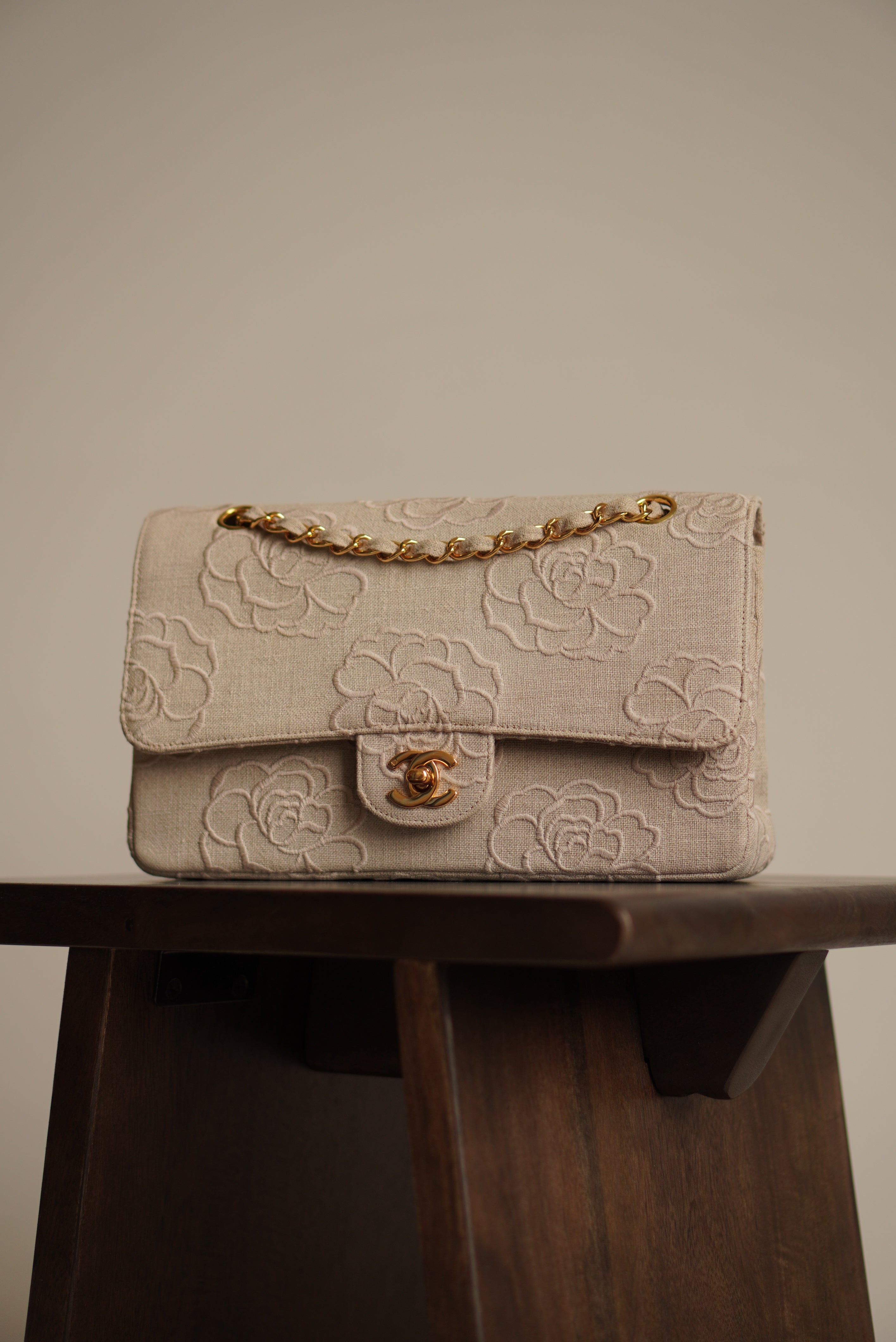 CHANEL CLASSIC CAMELLIA MEDIUM DOUBLE FLAP
