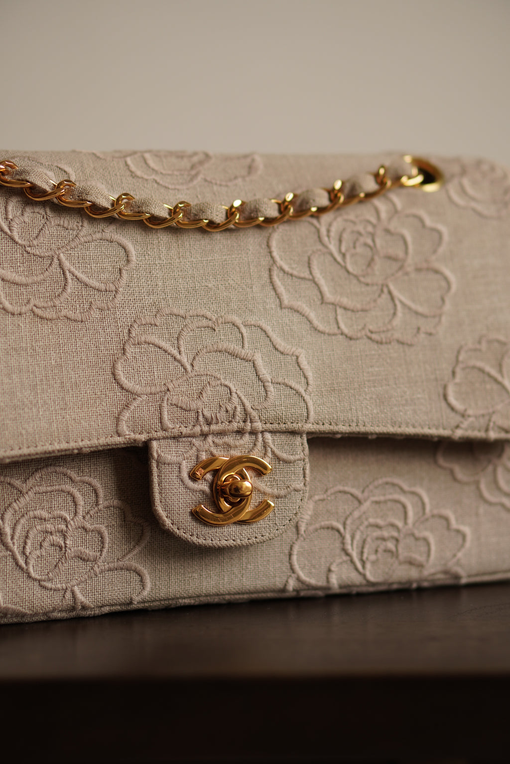 CHANEL CLASSIC CAMELLIA MEDIUM DOUBLE FLAP