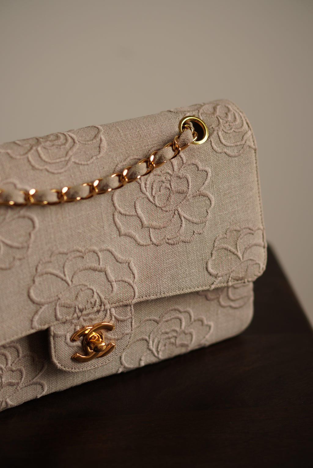 CHANEL CLASSIC CAMELLIA MEDIUM DOUBLE FLAP