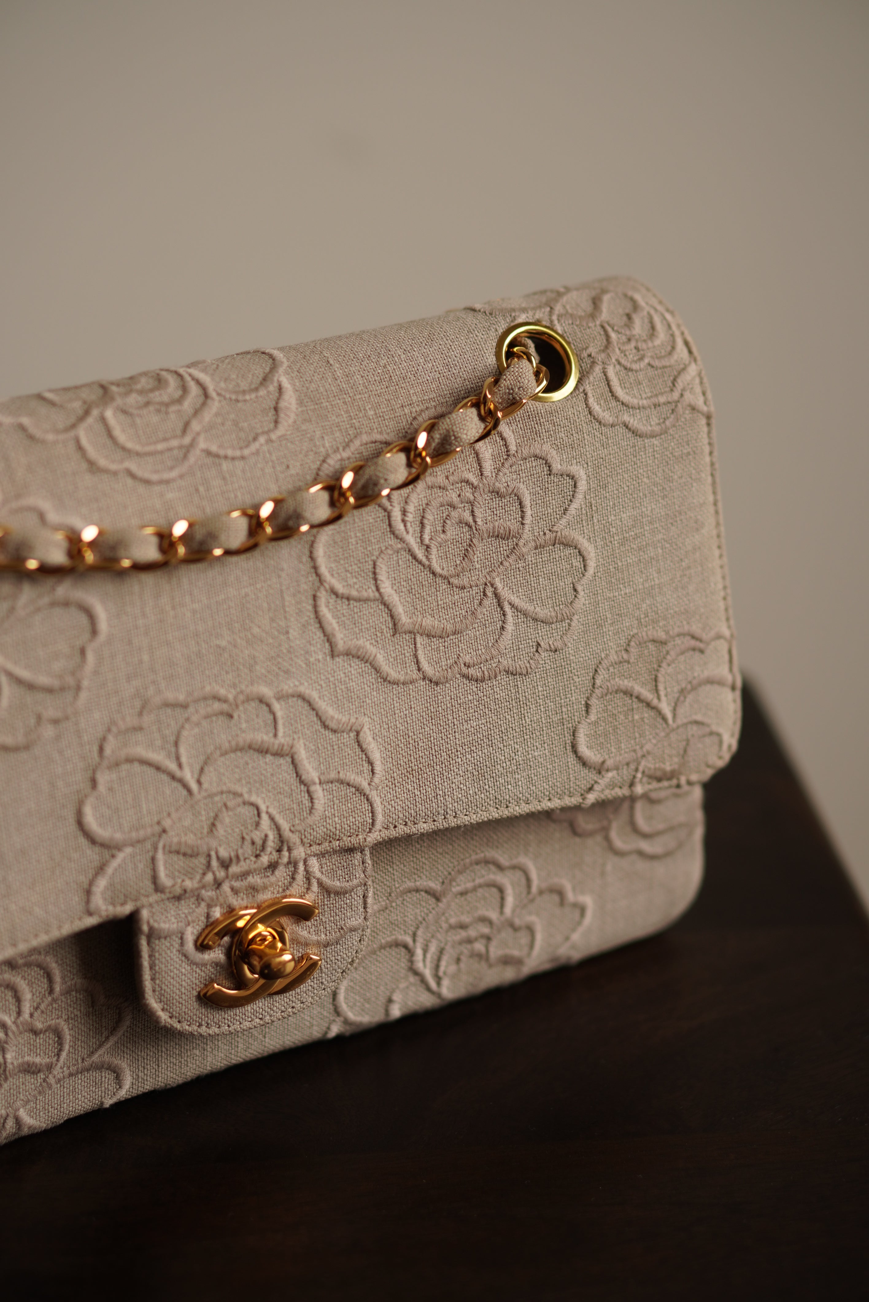 CHANEL CLASSIC CAMELLIA MEDIUM DOUBLE FLAP
