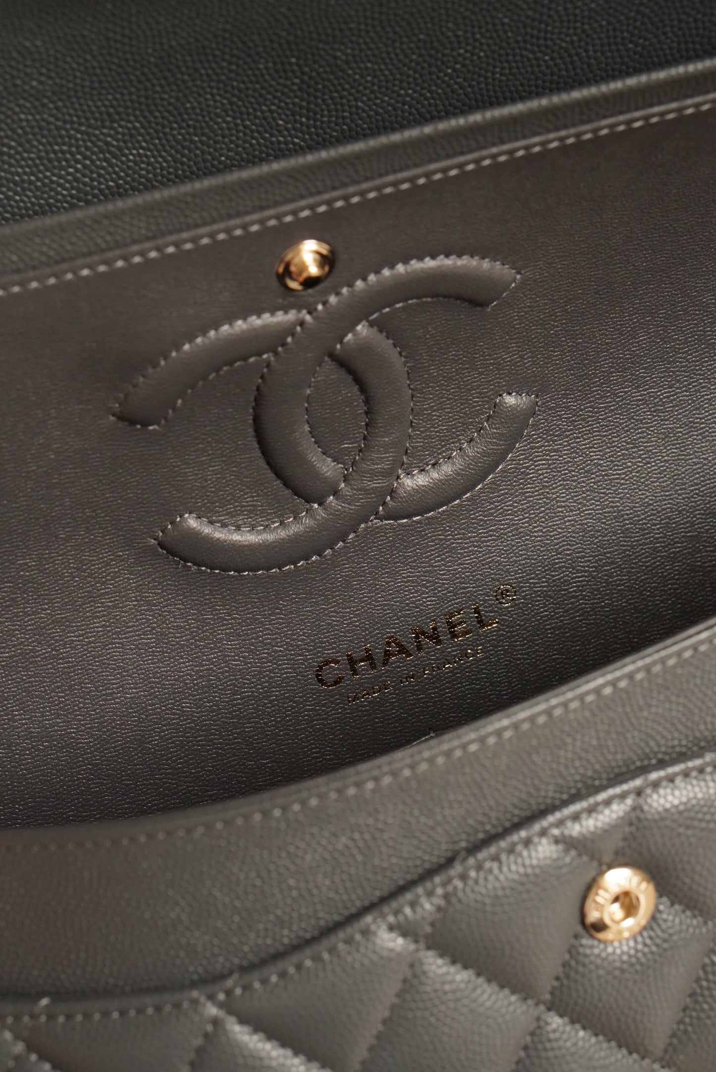 CHANEL CLASSIC 21B MEDIUM DOUBLE FLAP | DARK GREY