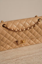 CHANEL CLASSIC MEDIUM DOUBLE FLAP | BEIGE
