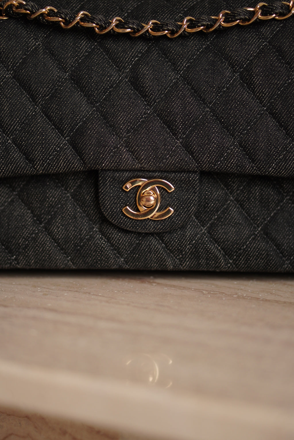 CHANEL CLASSIC MEDIUM DOUBLE FLAP | BLACK DENIM