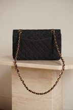 CHANEL CLASSIC MEDIUM DOUBLE FLAP | BLACK DENIM