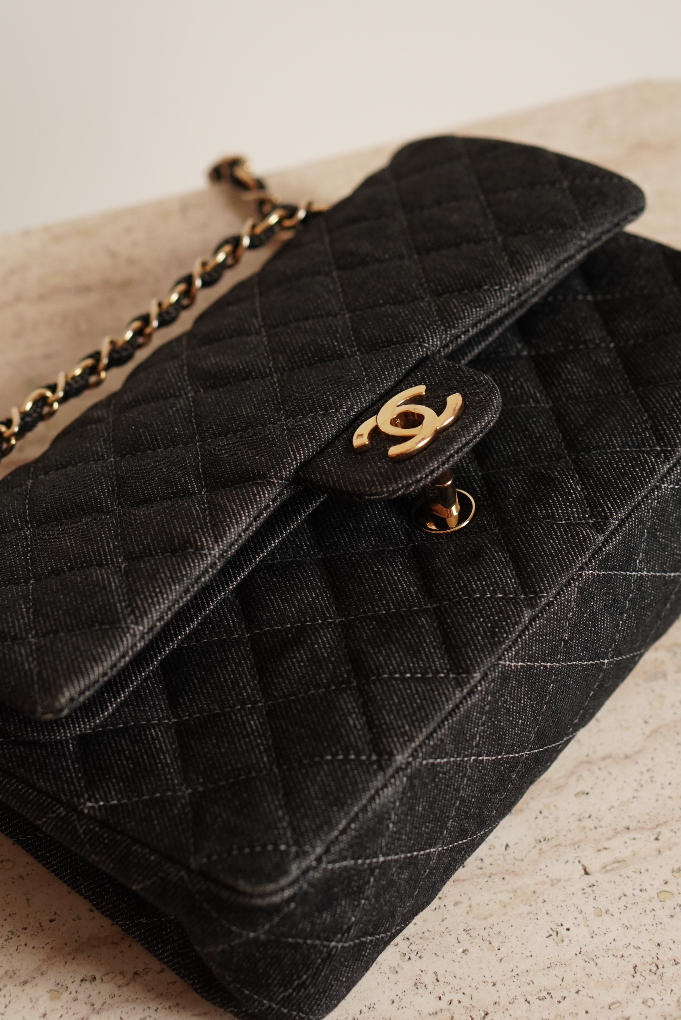 CHANEL CLASSIC MEDIUM DOUBLE FLAP | BLACK DENIM