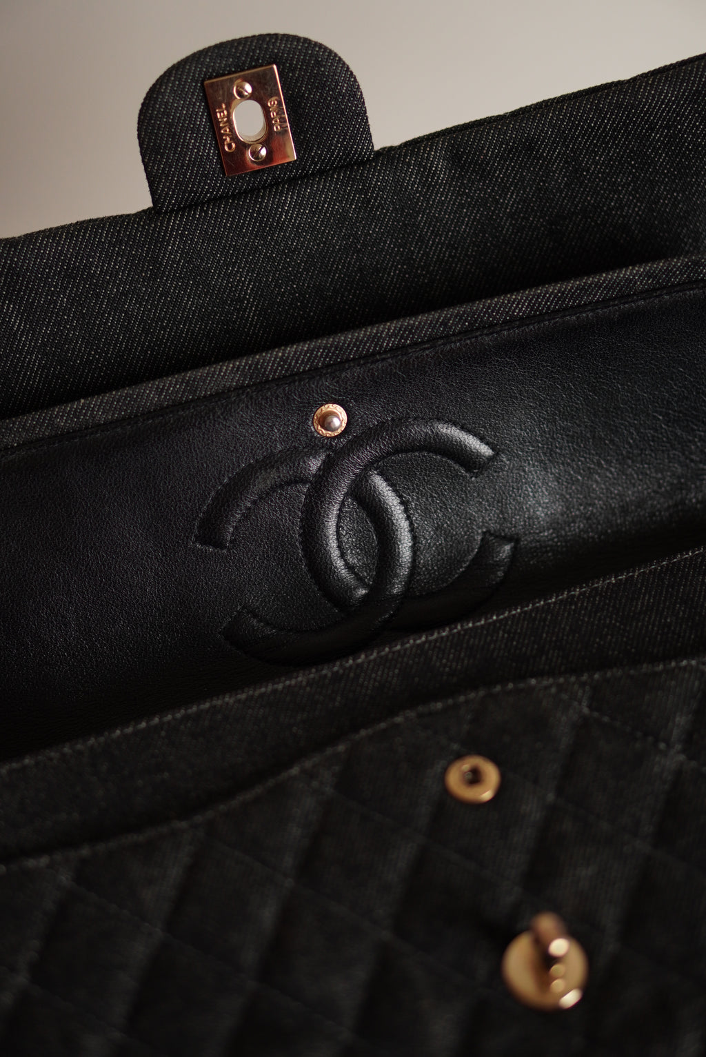 CHANEL CLASSIC MEDIUM DOUBLE FLAP | BLACK DENIM