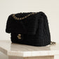CHANEL CLASSIC MEDIUM DOUBLE FLAP | BLACK TWEED PATCHWORK