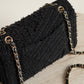 CHANEL CLASSIC MEDIUM DOUBLE FLAP | BLACK TWEED PATCHWORK