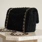 CHANEL CLASSIC MEDIUM DOUBLE FLAP | BLACK TWEED PATCHWORK