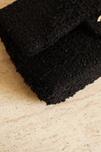 CHANEL CLASSIC MEDIUM DOUBLE FLAP | BLACK TWEED PATCHWORK