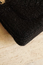 CHANEL CLASSIC MEDIUM DOUBLE FLAP | BLACK TWEED PATCHWORK