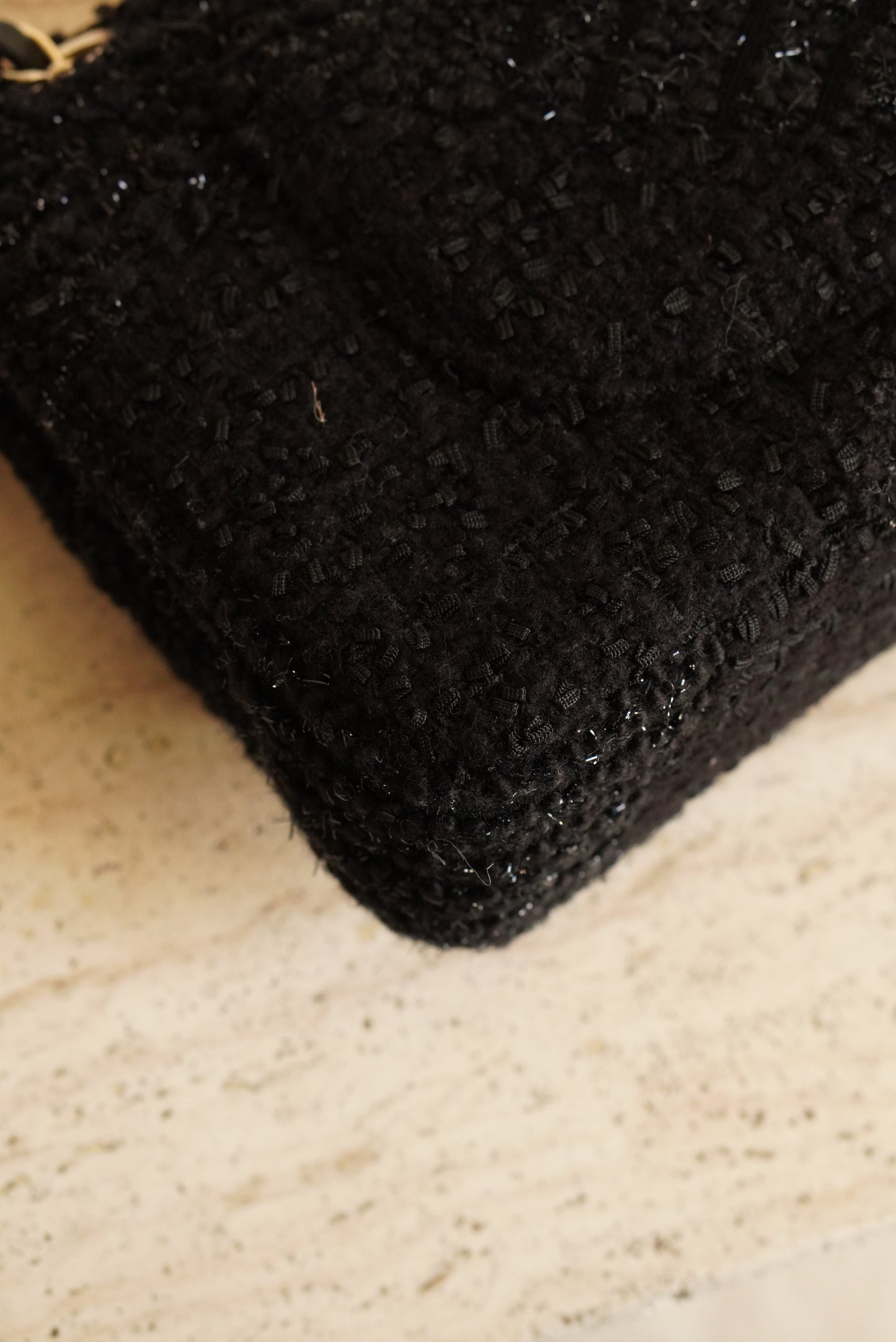 CHANEL CLASSIC MEDIUM DOUBLE FLAP | BLACK TWEED PATCHWORK