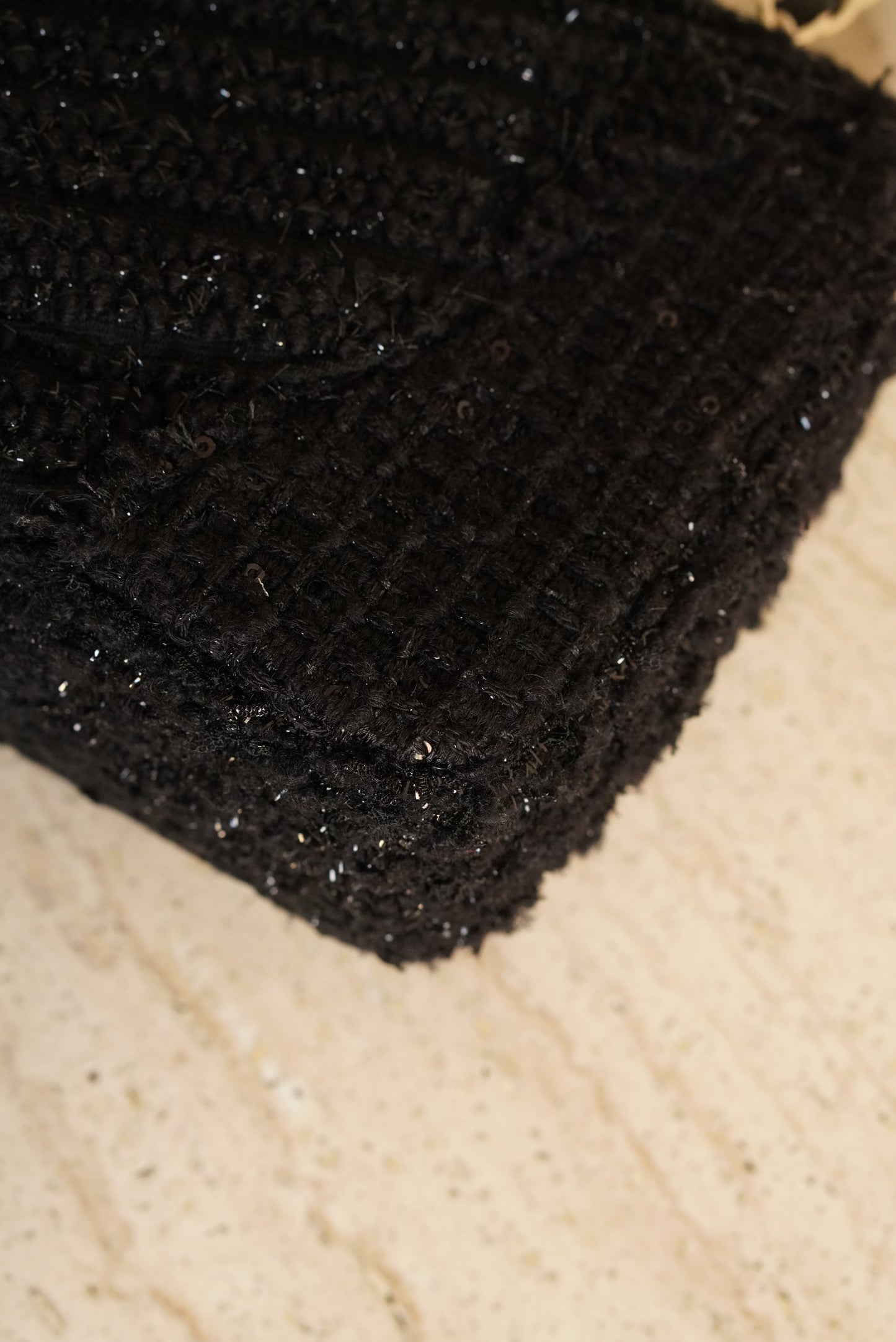 CHANEL CLASSIC MEDIUM DOUBLE FLAP | BLACK TWEED PATCHWORK